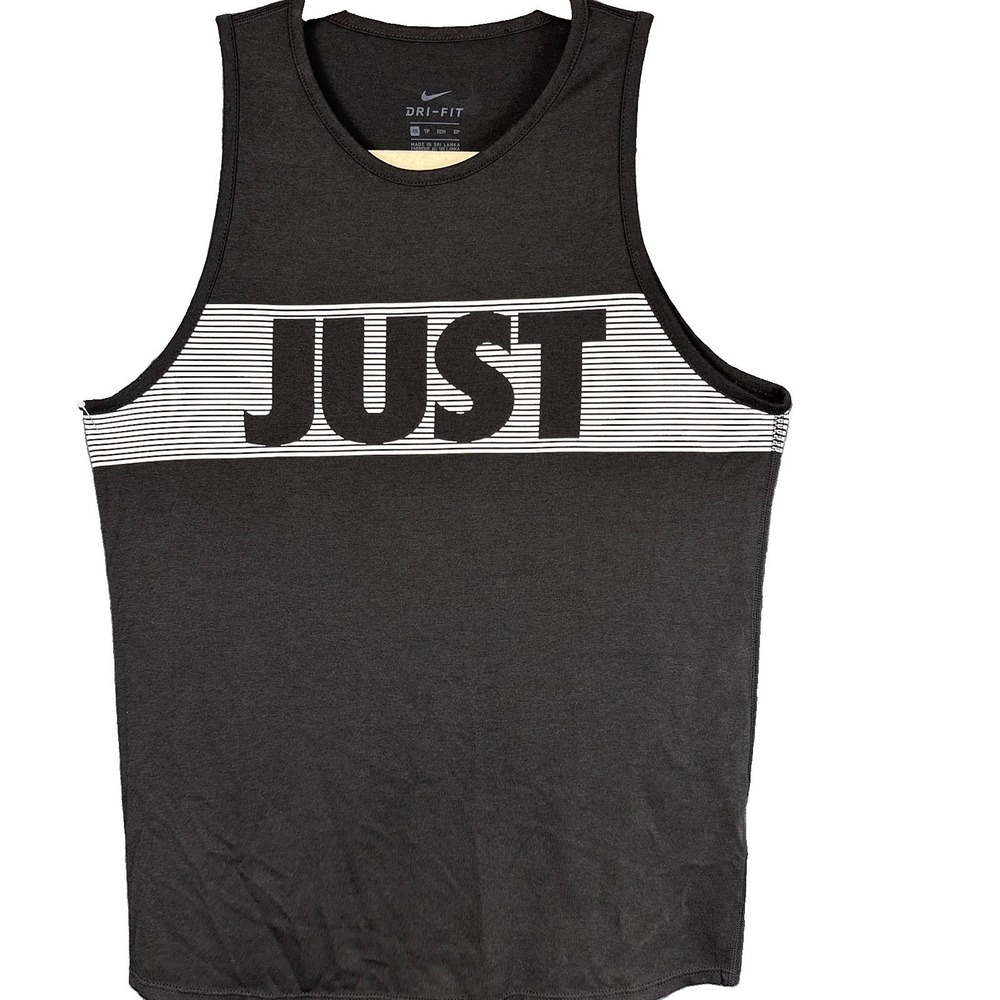 Nike Just Do It Tank Top Womens XS Black Logo Spellout DriFit Workout Shirt